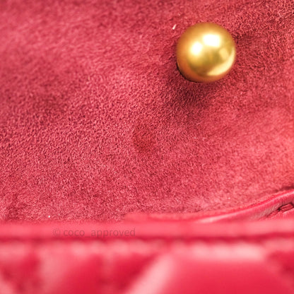 Christian Dior Lambskin Cannage Small Dioraddict Flap Bag Red Gold Hardware