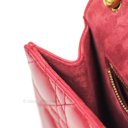 Christian Dior Lambskin Cannage Small Dioraddict Flap Bag Red Gold Hardware