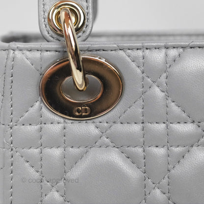 Christian Dior Cannage Mini Lady Dior Grey Gold Hardware