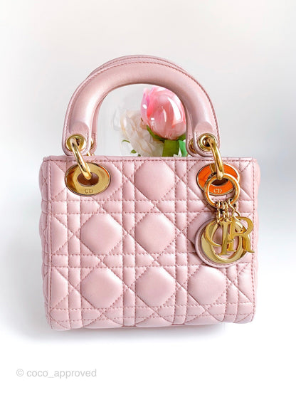 Christian Dior Calfskin Cannage Mini Lady Dior Pink