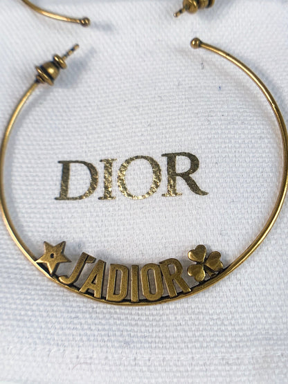 Dior J’adore Hoops Earrings Antique Gold