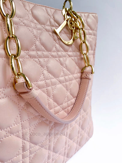 Christian Dior Lambskin Large Lady Dior Tote Bag Blush Pink