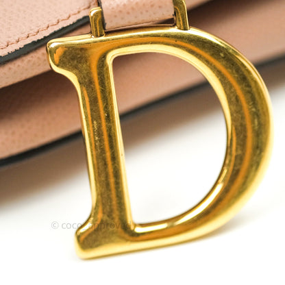 Dior Saddle Medium Beige Grained Calfskin Gold Hardware with Dior Strap