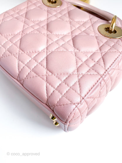 Christian Dior Calfskin Cannage Mini Lady Dior Pink