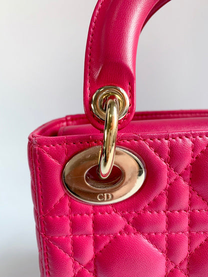 Lady Dior Mini Pink Lambskin Gold Hardware