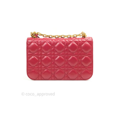 Christian Dior Lambskin Cannage Small Dioraddict Flap Bag Red Gold Hardware