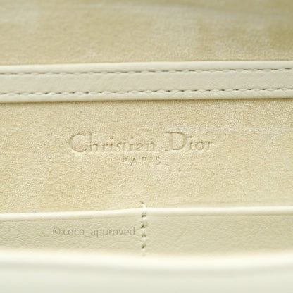 Christian Dior Diorama Wallet on Chain in White Calfskin Studded Gold