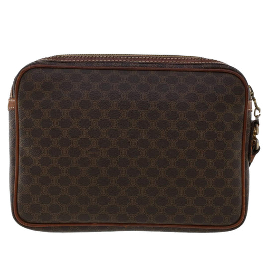 Celine Macadam Canvas Clutch Bag PVC Leather Brown  ki3150