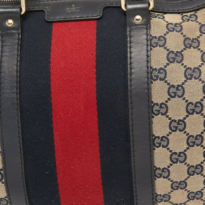 Gucci Beige/Blue GG Canvas Joy Web Boston Bag