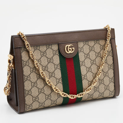 Gucci Beige/Brown GG Supreme Canvas  Ophidia Shoulder Bag