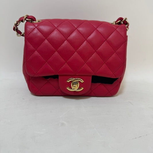 Chanel CF Mini Square Bag Red Leather Crossbody