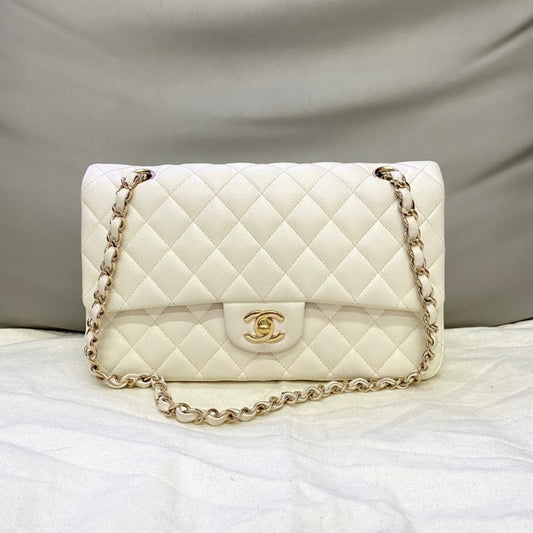Chanel CF Bag Medium Caviar Leather Ivory Shoulder Bag