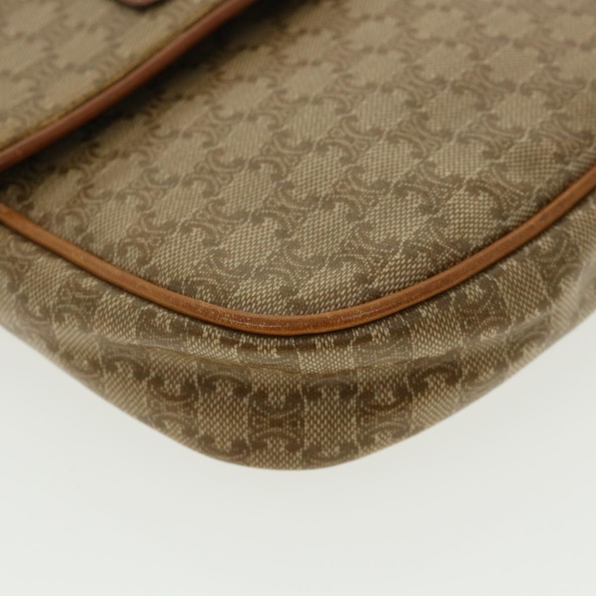 Celine Macadam Canvas Shoulder Bag PVC Leather Beige  35355