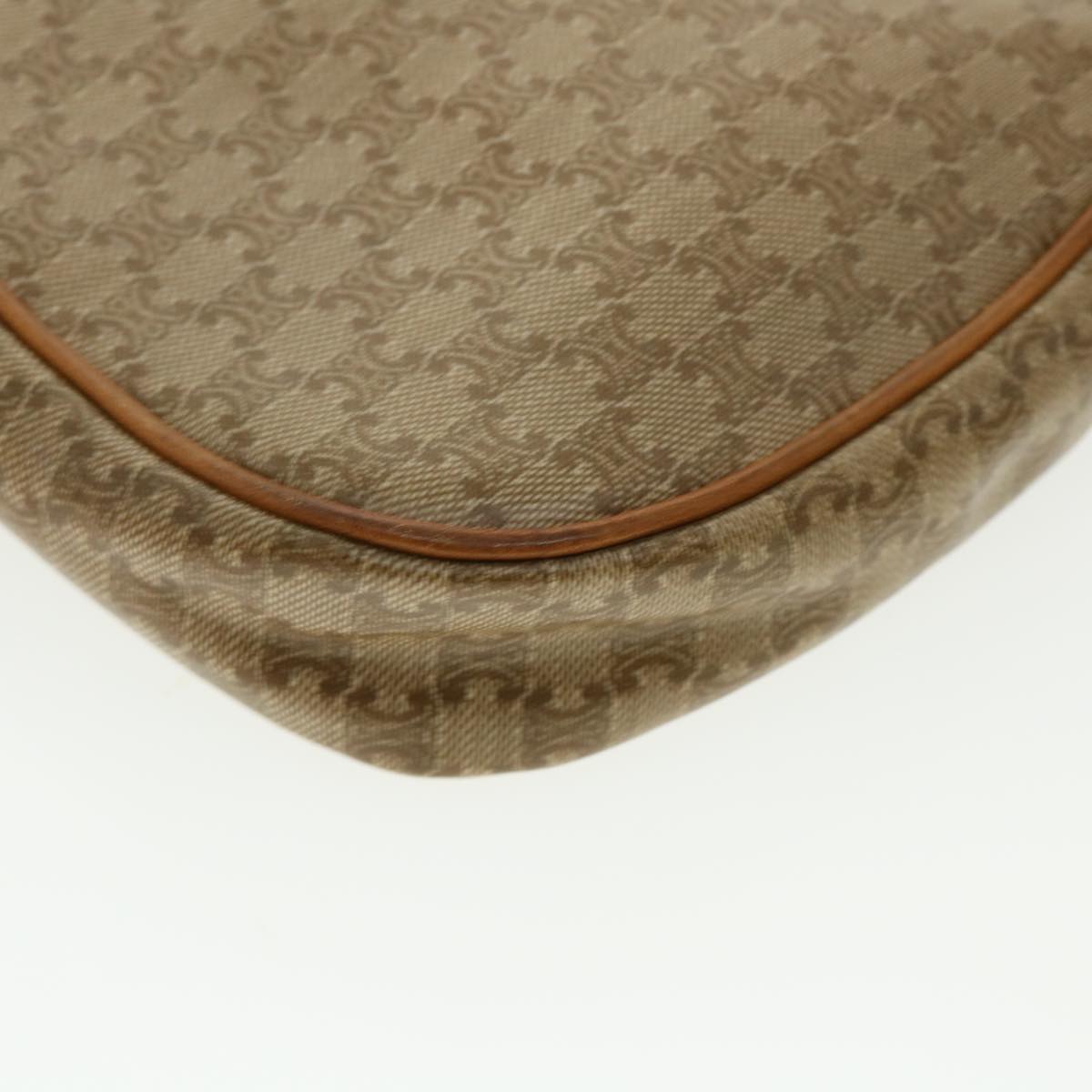 Celine Macadam Canvas Shoulder Bag PVC Leather Beige  35355