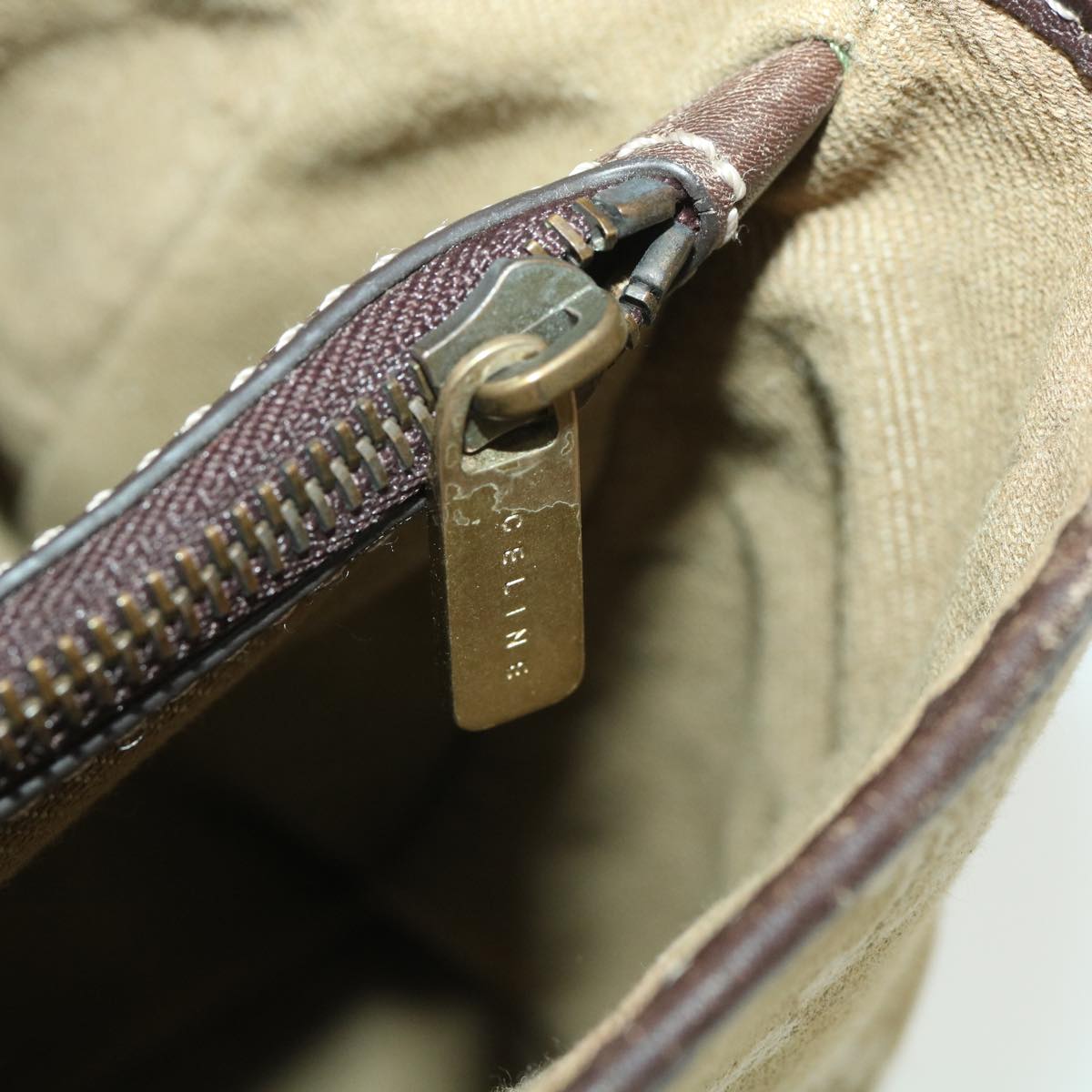 Celine Paris Macadam Canvas Hand Bag Brown  ti813