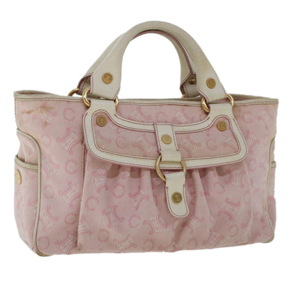Celine C Macadam Canvas Hand Bag Leather Pink  yb138