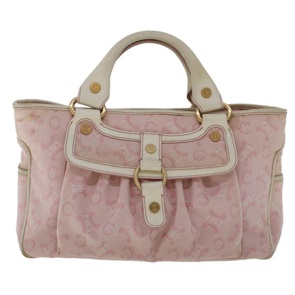 Celine C Macadam Canvas Hand Bag Leather Pink  yb138