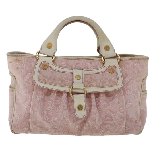 Celine C Macadam Canvas Hand Bag Leather Pink  yb138
